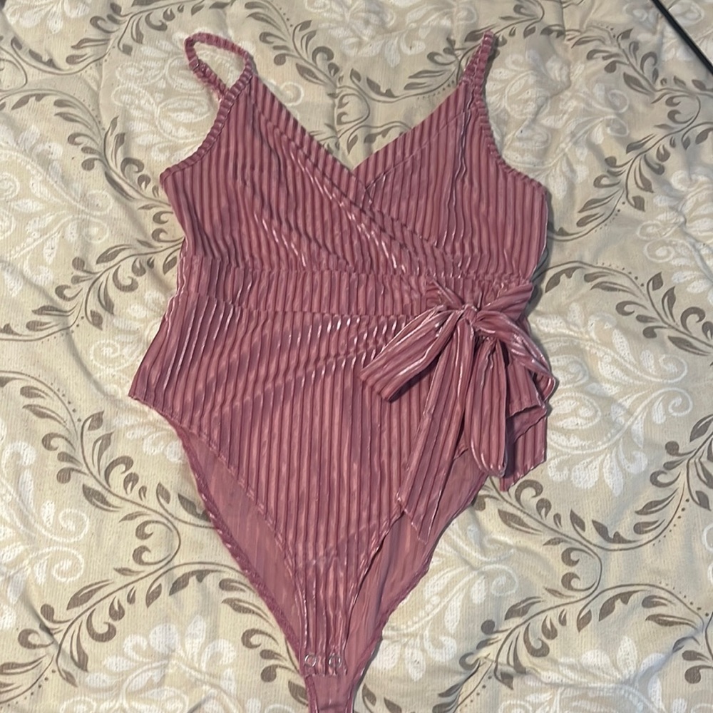 Forever 21 Pink Velvet Bodysuit